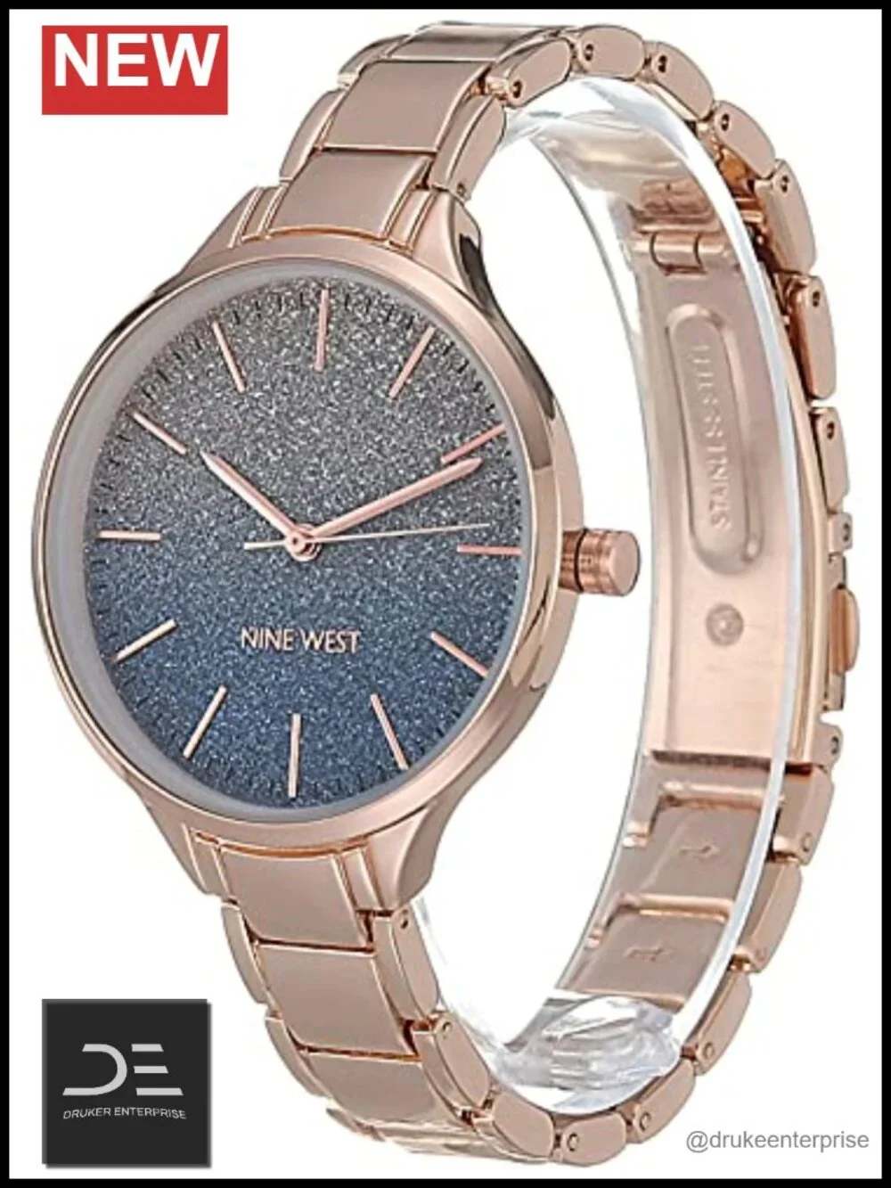 Rose Gold-Tone Bracelet Watch with Blue Ombre Dial